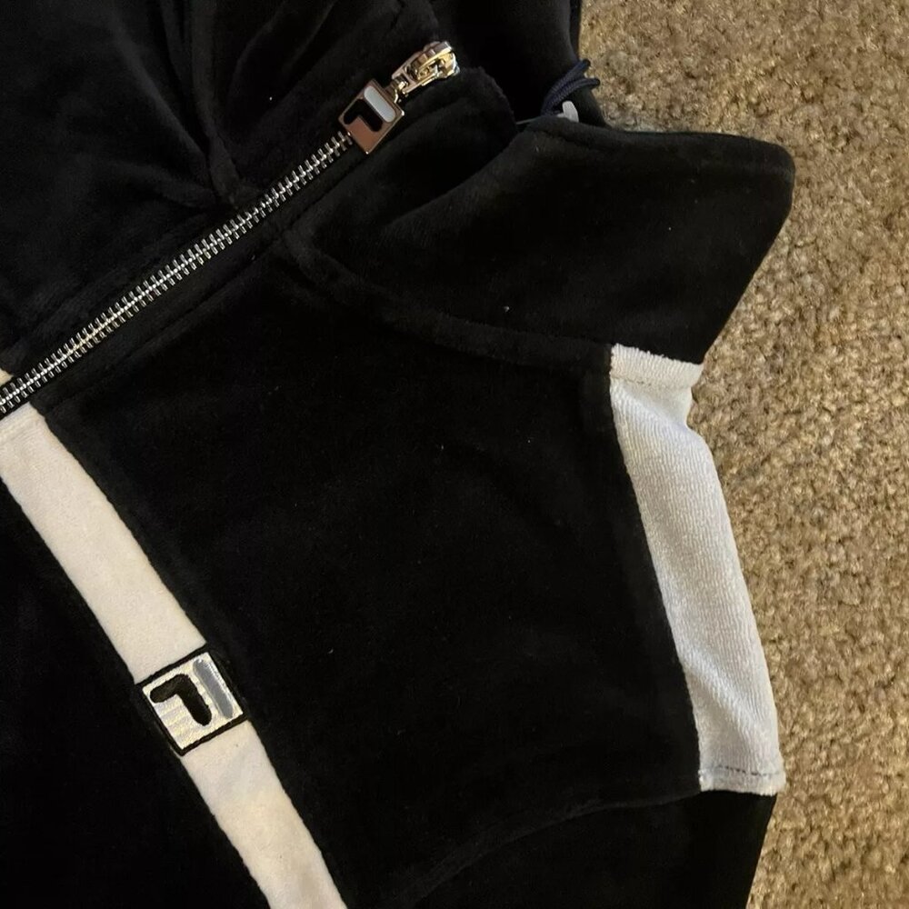 Fila Men's Velour Sweatsuit Tracksuit Black Velvet Set Size 2XL NWT - Picture 7 of 13